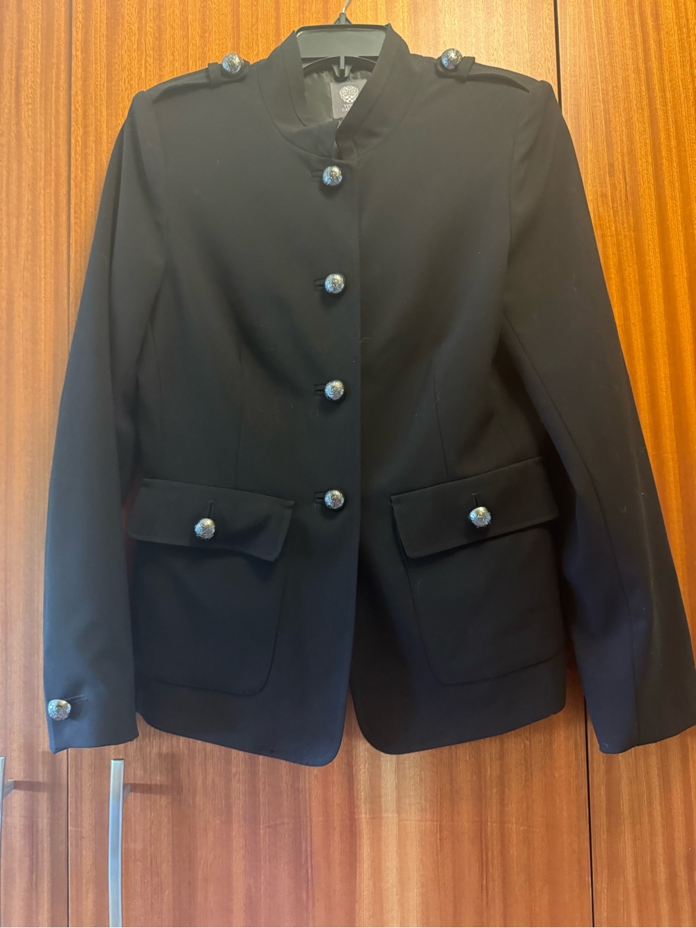 Vince Camuto black peplum blazer with silver buttons.  Size 8. NWOT
